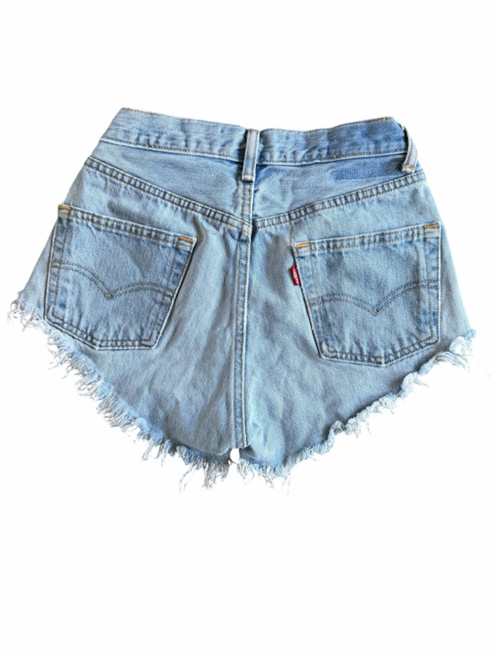🌟American Vintage Levi’s Light Blue Frayed Cut-off Distressed 90’s Denim Shorts - Picture 2 of 6